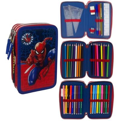 CARTOON Trousse à 3 fermetures éclair avec crayons et feutres Giotto, Spider-man, 20 x 13 x 6 Cm, Pot à crayons CARTOON Trousse à 3 fermetures éclair avec crayons et feutres Giotto, Spider-man, 20 x 13 x 6 Cm, Pot à crayons