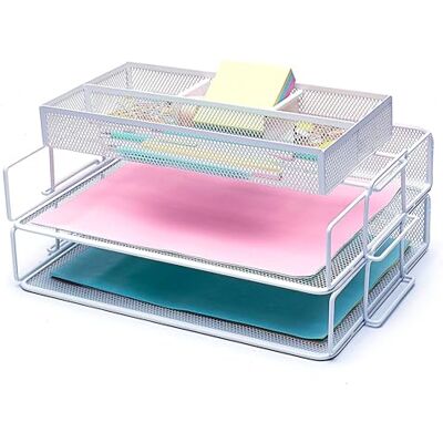 Exerz Couche De 2 Trieurs De Papier à€ Mailles Cà¢blées/Organisateur De Bureau Avec Diviseur Supplémentaire/Support De Mémo Sur Le Dessus Bureau, Ecole, Etude Multifonctionnelle Exerz Couche De 2 Trieurs De Papier à€ Mailles Cà¢blées/Organisateur De Bureau Avec Diviseur Supplémentaire/Support De Mémo Sur Le Dessus Bureau, Ecole, Etude Multifonctionnelle