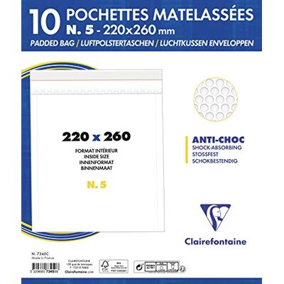 Clairefontaine 7345C Pak 10 Witte Gewatteerde Enveloppen 220x260-90g/m² Clairefontaine 7345C Pak 10 Witte Gewatteerde Enveloppen 220x260-90g/m²