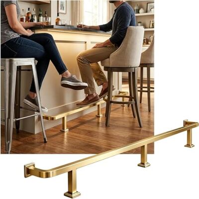 KJoBDwz Rail de pied de barre Kit de repose-pieds de barre, repose-pieds brossé for intérieur et extérieur, restaurant, cuisine, bibliothèque, comptoir de café(Gold,1.8M/5.91FT) KJoBDwz Rail de pied de barre Kit de repose-pieds de barre, repose-pieds brossé for intérieur et extérieur, restaurant, cuisine, bibliothèque, comptoir de café(Gold,1.8M/5.91FT)