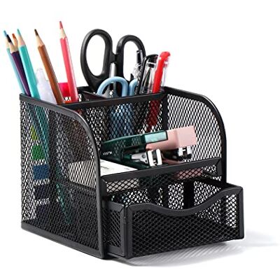 Vinabo Rangement Bureau, Organisateur de Bureau en Filet MéTallique, Pot a Crayon Bureau avec 4 Compartiments de Tri, Porte Stylo Peu Encombrant avec Tiroir Coulissant pour Papeterie, Maison, école Vinabo Rangement Bureau, Organisateur de Bureau en Filet MéTallique, Pot a Crayon Bureau avec 4 Compartiments de Tri, Porte Stylo Peu Encombrant avec Tiroir Coulissant pour Papeterie, Maison, école