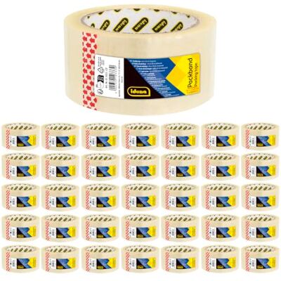 Idena 60063 Lot de 36 rouleaux de ruban adhésif transparent, 50 mm x 66 m, silencieux, idéal pour déménagement et expédition Idena 60063 Lot de 36 rouleaux de ruban adhésif transparent, 50 mm x 66 m, silencieux, idéal pour déménagement et expédition