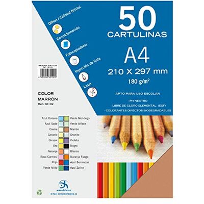 DOHE Lot de 50 cartons A4 marron pour travaux manuels et impression 21 x 29,7 cm 180 g/m² Fournitures de bureau DOHE Lot de 50 cartons A4 marron pour travaux manuels et impression 21 x 29,7 cm 180 g/m² Fournitures de bureau
