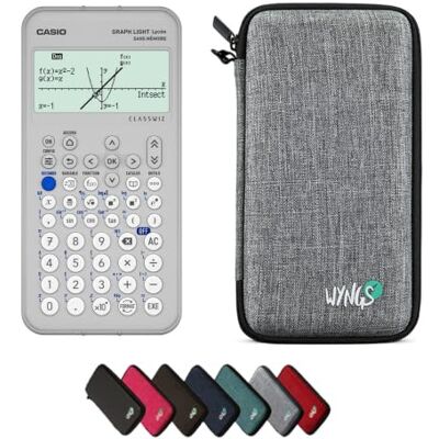 Casio Graph Light Calculatrice graphique avec étui de protection WYNGS gris clair Casio Graph Light Calculatrice graphique avec étui de protection WYNGS gris clair