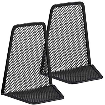 Relaxdays Lot de 2 serre-livres pour étagères, supports livres, serre-livres en acier, HLP 14,5 x 12,5 x 9 cm, noir Relaxdays Lot de 2 serre-livres pour étagères, supports livres, serre-livres en acier, HLP 14,5 x 12,5 x 9 cm, noir