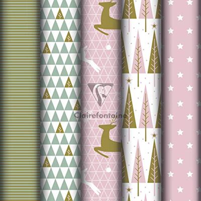 Clairefontaine 201965AMZC Un Carton De 10 Rouleaux De Papier Cadeau Papier Excellia 80g Dimensions : 5x0,70m Motif : Noël, Rose, Or, Sapins, Cerfs, Étoiles Emballage Cadeau Clairefontaine 201965AMZC Un Carton De 10 Rouleaux De Papier Cadeau Papier Excellia 80g Dimensions : 5x0,70m Motif : Noël, Rose, Or, Sapins, Cerfs, Étoiles Emballage Cadeau