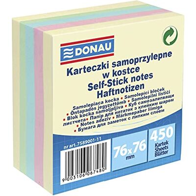 DONAU 7589001-11 Notes autocollantes Différentes couleurs 76 x 76 mm 1 x 450 feuilles Bloc-notes carrés pour bureau, école DONAU 7589001-11 Notes autocollantes Différentes couleurs 76 x 76 mm 1 x 450 feuilles Bloc-notes carrés pour bureau, école
