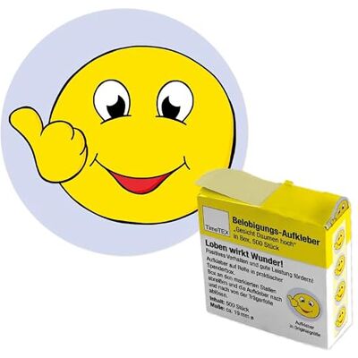 TimeTEX Lot de 500 autocollants de réflexion « visage et pouce vers le haut » Autocollants pour enseignant pour des commentaires motivants 500 autocollants dans une boîte distributrice pratique TimeTEX Lot de 500 autocollants de réflexion « visage et pouce vers le haut » Autocollants pour enseignant pour des commentaires motivants 500 autocollants dans une boîte distributrice pratique