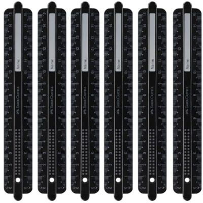 Faber-Castell 205241 Règle 15 cm, 6 pièces, règles incassables Points noirs avec champ nom Faber-Castell 205241 Règle 15 cm, 6 pièces, règles incassables Points noirs avec champ nom