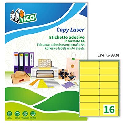TICO LP4FG-9934 Étiquettes Coins arrondis 70 FF, 99,1 x 34, Jaune TICO LP4FG-9934 Étiquettes Coins arrondis 70 FF, 99,1 x 34, Jaune