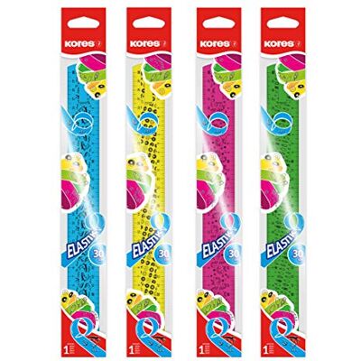 Kores Elastik : Règle Flexible de 30 cm avec Bord Encreur pour Enfants et Étudiants, Légère, Fournitures Scolaires et de Bureau, Paquet de 1 en Couleurs Assorties Kores Elastik : Règle Flexible de 30 cm avec Bord Encreur pour Enfants et Étudiants, Légère, Fournitures Scolaires et de Bureau, Paquet de 1 en Couleurs Assorties