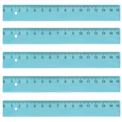 KUM AZ3032216-B Lot de 5 règles 15 cm L1 Pop TP Bleu en plastique robuste KUM AZ3032216-B Lot de 5 règles 15 cm L1 Pop TP Bleu en plastique robuste
