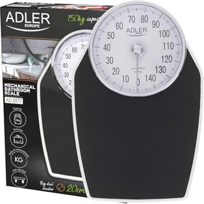Adlereurope Adler AD8177 Pèse-personne mécanique, jusqu'à 150 kg, analogique, haute précision, surface antidérapante, non numérique, facile à utiliser, sans piles Adlereurope Adler AD8177 Pèse-personne mécanique, jusqu'à 150 kg, analogique, haute précision, surface antidérapante, non numérique, facile à utiliser, sans piles