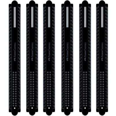Faber-Castell 205243 Règle 30 cm Lot de 6 règles incassables à pois noirs avec champ de nom Faber-Castell 205243 Règle 30 cm Lot de 6 règles incassables à pois noirs avec champ de nom