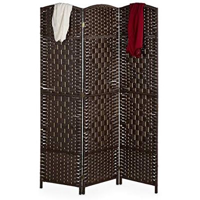 Relaxdays Paravent Séparateur de pièce pliable en 3 parties en bois et corde en papier Marron 170 x 120 cm Relaxdays Paravent Séparateur de pièce pliable en 3 parties en bois et corde en papier Marron 170 x 120 cm