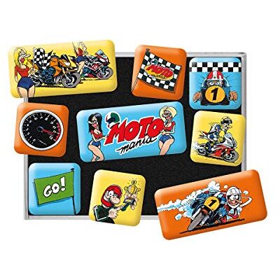 ART Motomania Lot de 9 aimants rétro pour réfrigérateur – The Winner Takes It All – Idée de cadeau pour motards – Kit magnétique pour tableau magnétique, design vintage ART Motomania Lot de 9 aimants rétro pour réfrigérateur – The Winner Takes It All – Idée de cadeau pour motards – Kit magnétique pour tableau magnétique, design vintage