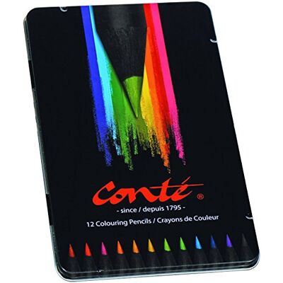 BIC Conte 9277851 Lot de 12 crayons de couleur dans un étui en métal BIC Conte 9277851 Lot de 12 crayons de couleur dans un étui en métal