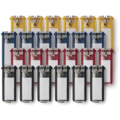 Durable Key Tags for Locking Key Cabinets, Plastic, 1 1/8 x 2 3/4, Assorted, 24/Pack Durable Key Tags for Locking Key Cabinets, Plastic, 1 1/8 x 2 3/4, Assorted, 24/Pack