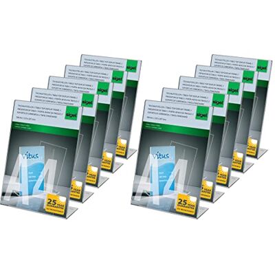 Sigel TA210 Lot de 10 Présentoirs inclinés de table, 30,2 x 21,3 x 7,8 cm, résistance permanente aux UV, acrylique transparent Sigel TA210 Lot de 10 Présentoirs inclinés de table, 30,2 x 21,3 x 7,8 cm, résistance permanente aux UV, acrylique transparent