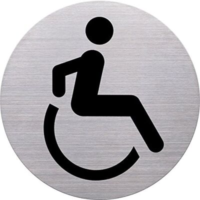 Helit h6271200 – Pictogramme Fauteuil roulant en acier inoxydable, diamètre 115 mm/adhésif avec pad adhésif Helit h6271200 – Pictogramme Fauteuil roulant en acier inoxydable, diamètre 115 mm/adhésif avec pad adhésif