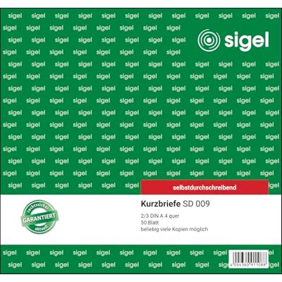 Sigel SD009 courte lettres Base des Forces canadiennes, 2/3 A4, 50 feuilles, autocopiant Sigel SD009 courte lettres Base des Forces canadiennes, 2/3 A4, 50 feuilles, autocopiant