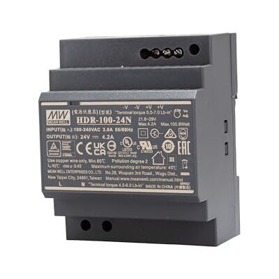 MEAN WELL HDR-100-24N Bloc d'alimentation pour rail DIN 24 V/DC 4,2 A 100,8 W MEAN WELL HDR-100-24N Bloc d'alimentation pour rail DIN 24 V/DC 4,2 A 100,8 W