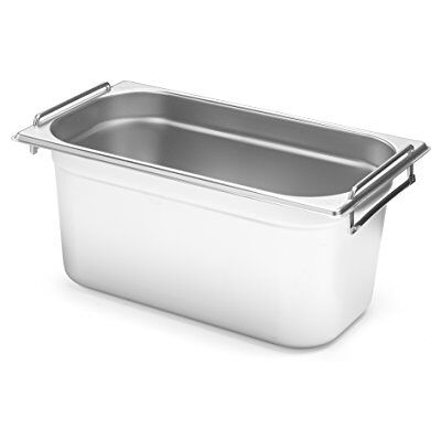 HENDI Récipient Gastronorm, avec poignées, convient pour chafing dishes, bain-marie, fours, congélateurs, résistant aux températures de -40° à 300°C, 3,9L, GN1/3, 325x176x(H)100mm, Acier inoxydable HENDI Récipient Gastronorm, avec poignées, convient pour chafing dishes, bain-marie, fours, congélateurs, résistant aux températures de -40° à 300°C, 3,9L, GN1/3, 325x176x(H)100mm, Acier inoxydable
