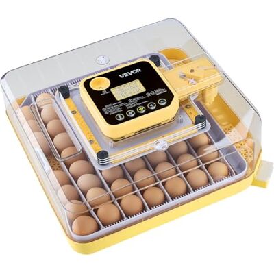 VEVOR Incubateur pour 48 œufs avec bougie LED, affichage de la température et contrôle automatique de l'humidité, fenêtre transparente avec vue à 360 °, pour poussins, canards, oies VEVOR Incubateur pour 48 œufs avec bougie LED, affichage de la température et contrôle automatique de l'humidité, fenêtre transparente avec vue à 360 °, pour poussins, canards, oies