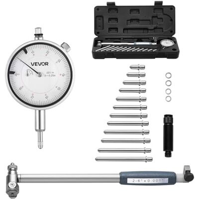 VEVOR Indicateur de test à cadran et jauge pour alésage, précision de 0,03 mm, plage d'alésage de 50,8 à 152,4 mm avec tige, étui, enclumes pour mesures de traitement industriel VEVOR Indicateur de test à cadran et jauge pour alésage, précision de 0,03 mm, plage d'alésage de 50,8 à 152,4 mm avec tige, étui, enclumes pour mesures de traitement industriel
