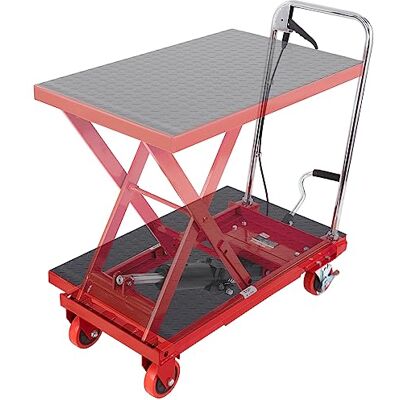 VEVOR Chariot à Table Élévatrice Hydraulique Charge 230 kg Chariot Élévateur Manuel à Ciseaux Simples Hauteur de Levage 720 mm 4 Roues Coussin Antidérapant pour Manutention Transport Matériaux, Rouge VEVOR Chariot à Table Élévatrice Hydraulique Charge 230 kg Chariot Élévateur Manuel à Ciseaux Simples Hauteur de Levage 720 mm 4 Roues Coussin Antidérapant pour Manutention Transport Matériaux, Rouge