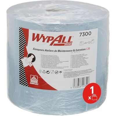 Wypall 7300 Essuyeurs Ateliers de Maintenance et Entretien L20, Maxi Bobine, 2 épaisseurs, Bleus (1 Rouleau de 500 Formats) Wypall 7300 Essuyeurs Ateliers de Maintenance et Entretien L20, Maxi Bobine, 2 épaisseurs, Bleus (1 Rouleau de 500 Formats)