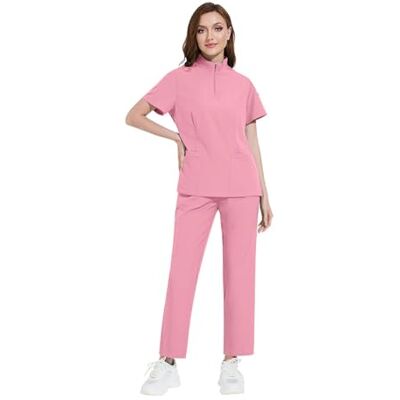 JTKSSCS Uniforme d'infirmière d'été pour médecins et infirmières Brosses de laboratoire Vêtements à main Vêtements de travail, Large, Bois d'agar, Pas de gemme JTKSSCS Uniforme d'infirmière d'été pour médecins et infirmières Brosses de laboratoire Vêtements à main Vêtements de travail, Large, Bois d'agar, Pas de gemme