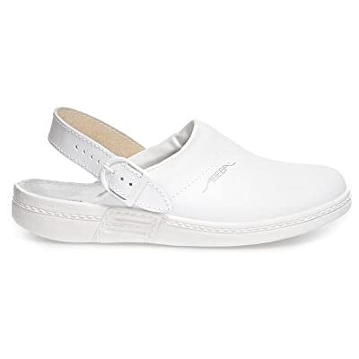 Abeba Chaussures professionnelles The Original Sabot 7021-39 en cuir lisse avec semelle antidérapante OB, FO, SRC, blanc, 39 Abeba Chaussures professionnelles The Original Sabot 7021-39 en cuir lisse avec semelle antidérapante OB, FO, SRC, blanc, 39