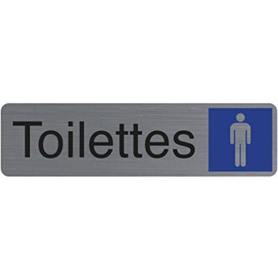 EXACOMPTA Réf. 67159E 1 plaque de porte adhésive Toilettes homme Plaque murale imprimée de signalisation Sur tous supports Aspect aluminium brossé Dimensions : 16,5 x 4,4 cm EXACOMPTA Réf. 67159E 1 plaque de porte adhésive Toilettes homme Plaque murale imprimée de signalisation Sur tous supports Aspect aluminium brossé Dimensions : 16,5 x 4,4 cm