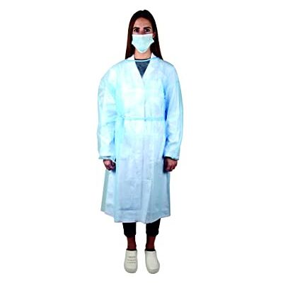 GIMA Blouses en polypropylène TNT (PP), jetables, hydrofuges, non stériles, 25 g, grande taille, bleu clair, lacets de taille et de col, poignets élastiques, manches longues, 100 pièces GIMA Blouses en polypropylène TNT (PP), jetables, hydrofuges, non stériles, 25 g, grande taille, bleu clair, lacets de taille et de col, poignets élastiques, manches longues, 100 pièces