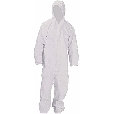 LEOFLA Combinaison de protection jetable anti-taches en polypropylène avec capuche et fermeture éclair LEOFLA Combinaison de protection jetable anti-taches en polypropylène avec capuche et fermeture éclair