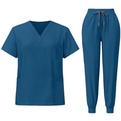 JTKSSCS Uniforme d'infirmière à manches courtes pour le lavage des mains et le travail, Large, Bois d'agar, Pas de gemme JTKSSCS Uniforme d'infirmière à manches courtes pour le lavage des mains et le travail, Large, Bois d'agar, Pas de gemme
