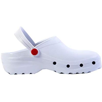 REPOSA Sabots sanitaires modèle Light One, socle professionnel avec semelle en caoutchouc antidérapante SRC, cordon rabat, semelle anti-bactérienne et semelle anatomique, matériau ultra léger, Blanc REPOSA Sabots sanitaires modèle Light One, socle professionnel avec semelle en caoutchouc antidérapante SRC, cordon rabat, semelle anti-bactérienne et semelle anatomique, matériau ultra léger, Blanc