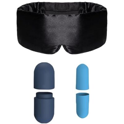 CWPFVQA 1 masque pour les yeux de sommeil, 1 bouchon d'oreille en capsule, masque pour les yeux occultant, réglable, accessoire de sommeil doux et confortable CWPFVQA 1 masque pour les yeux de sommeil, 1 bouchon d'oreille en capsule, masque pour les yeux occultant, réglable, accessoire de sommeil doux et confortable