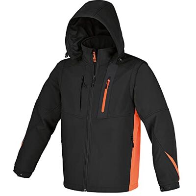Beta 7659N Veste de travail pour homme Softshell avec capuche Staccable/réglable et manches stables Veste de travail coupe-vent Noir, Noir, 3XL Beta 7659N Veste de travail pour homme Softshell avec capuche Staccable/réglable et manches stables Veste de travail coupe-vent Noir, Noir, 3XL