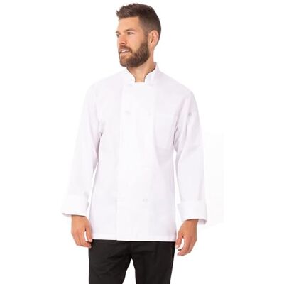 Chef Works Manteau de chef Le Mans pour homme, blanc, M Chef Works Manteau de chef Le Mans pour homme, blanc, M