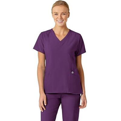 WonderWink 6155AEGGPSM W123 Haut à col en V stylisé pour femme, aubergine, taille standard-S WonderWink 6155AEGGPSM W123 Haut à col en V stylisé pour femme, aubergine, taille standard-S