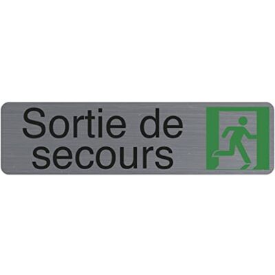 EXACOMPTA Réf. 67172E 1 plaque de porte adhésive Sortie de secours Plaque murale imprimée de signalisation Sur tous supports Aspect aluminium brossé Dimensions : 16,5 x 4,4 cm EXACOMPTA Réf. 67172E 1 plaque de porte adhésive Sortie de secours Plaque murale imprimée de signalisation Sur tous supports Aspect aluminium brossé Dimensions : 16,5 x 4,4 cm