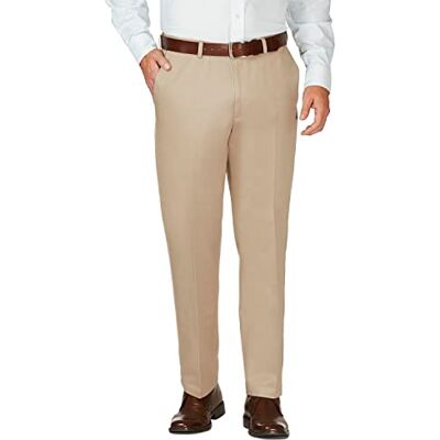 Haggar Pantalon de travail jusqu'au week-end avec taille extensible cachée, sans repassage, devant plat – Big & Tall Work to Weekend Hidden Extensible-Waist Plain Front Pant Homme, kaki, 36W / 31L Haggar Pantalon de travail jusqu'au week-end avec taille extensible cachée, sans repassage, devant plat – Big & Tall Work to Weekend Hidden Extensible-Waist Plain Front Pant Homme, kaki, 36W / 31L