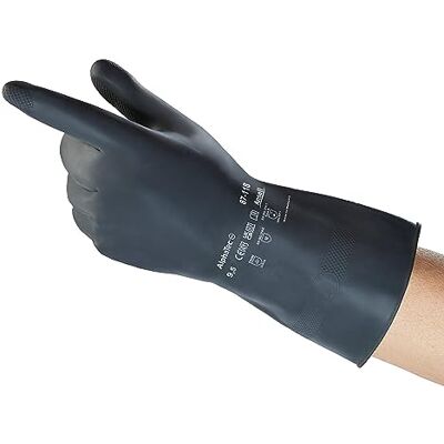 Ansell AlphaTec 87-118 Gants de Protection Chimique en Latex, Haute Résistance à l'Abrasion, Risques Industriels et Produits Dangereux, Acides et Solvants, Noir, Taille M (12 Paires) Ansell AlphaTec 87-118 Gants de Protection Chimique en Latex, Haute Résistance à l'Abrasion, Risques Industriels et Produits Dangereux, Acides et Solvants, Noir, Taille M (12 Paires)