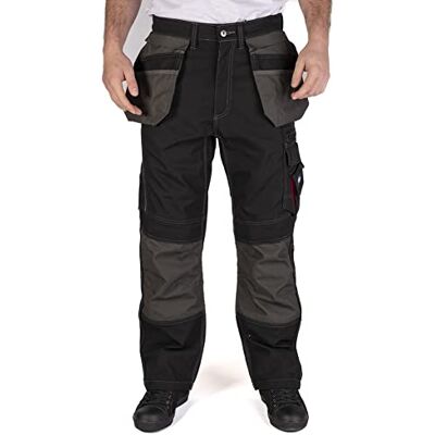 Lee Cooper Workwear contraste Hommes Multi & Holster Pocket genouillères travail de sécurité Pantalon cargo Pantalon, Noir/Gris, Taille 40" Taille Longue 33" Leg Lee Cooper Workwear contraste Hommes Multi & Holster Pocket genouillères travail de sécurité Pantalon cargo Pantalon, Noir/Gris, Taille 40" Taille Longue 33" Leg