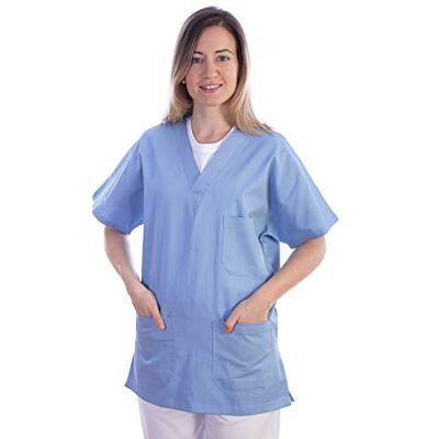 GIMA – Tunique, coton/polyester, unisexe, Blanc, pour infirmières, les médecins, la beauté, Soins de santé, vernis à ongles, SPA Saloon, M, bleu, 1 GIMA – Tunique, coton/polyester, unisexe, Blanc, pour infirmières, les médecins, la beauté, Soins de santé, vernis à ongles, SPA Saloon, M, bleu, 1