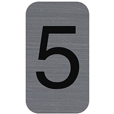 EXACOMPTA Réf. 67185E 1 plaque adhésive CHIFFRE 5 Plaque murale imprimée de signalisation Sur tous supports Aspect aluminium brossé Dimensions : 2,5 x 4,4 cm EXACOMPTA Réf. 67185E 1 plaque adhésive CHIFFRE 5 Plaque murale imprimée de signalisation Sur tous supports Aspect aluminium brossé Dimensions : 2,5 x 4,4 cm
