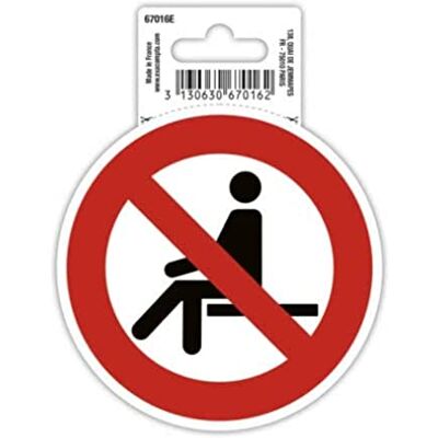 EXACOMPTA Réf. 67016E 1 panneau rond adhésif INTERDIT DE S'ASSOIR En PVC traité anti-dérapant et résistant aux UV Diamètre du panneau : 10 cm Coloris rouge EXACOMPTA Réf. 67016E 1 panneau rond adhésif INTERDIT DE S'ASSOIR En PVC traité anti-dérapant et résistant aux UV Diamètre du panneau : 10 cm Coloris rouge