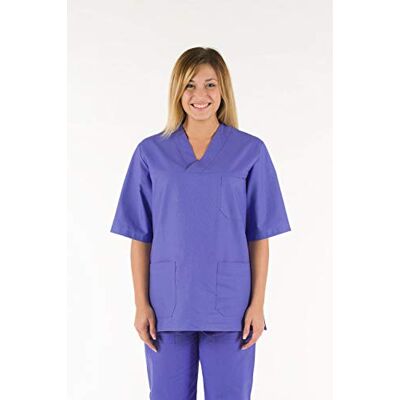 GIMA Veste 100% coton de qualité supérieure, unisexe, col en V, demi-manche rond, ligne professionnelle, pour médecins, vétérinaires, infirmières et personnel de santé, bleu (Indigo), S GIMA Veste 100% coton de qualité supérieure, unisexe, col en V, demi-manche rond, ligne professionnelle, pour médecins, vétérinaires, infirmières et personnel de santé, bleu (Indigo), S